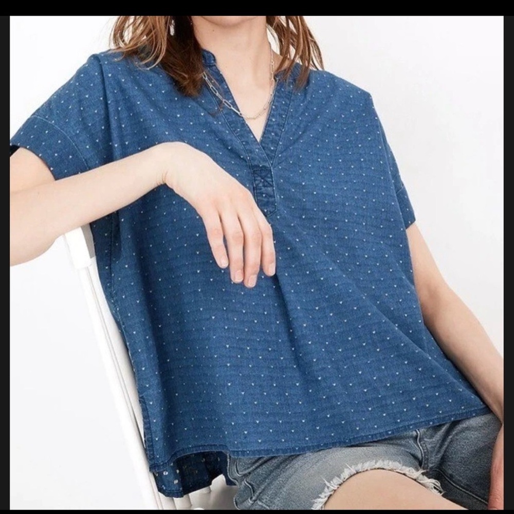Madewell Indigo Lakeline Popover
Shirt Women's Size XS Rainbow
Heart Chambray